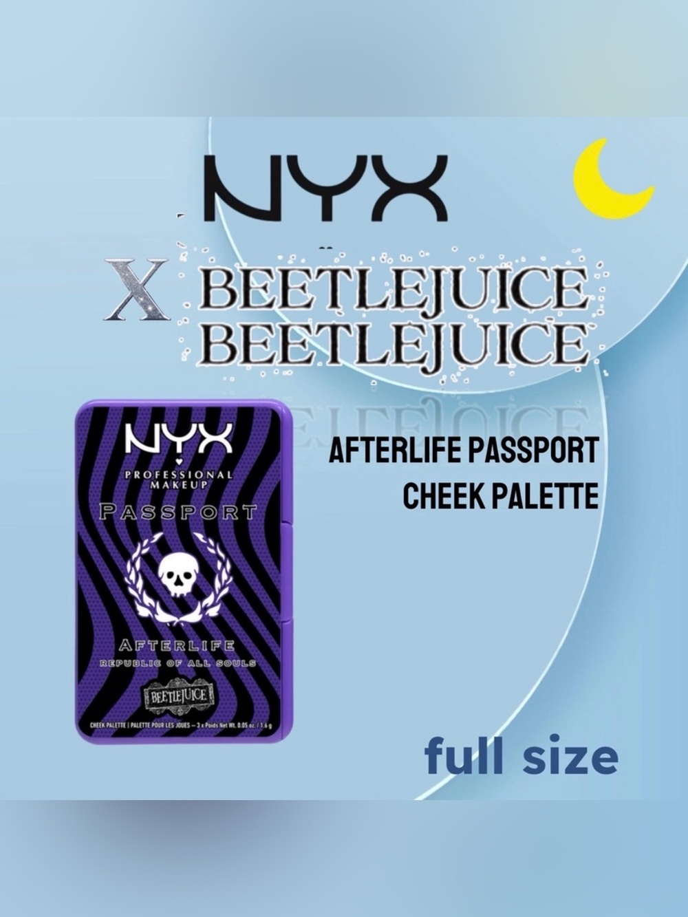 ⬇️🇺🇸🆕NIB NYX Beetlejuice |FULL| Vibrant matte AFTERLIFE PASSPORT CHEEK PALETTE**